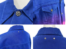 画像をギャラリービューアに読み込む, 極美品 LouisVuitton ルイヴィトン 2022SS クロップドグラディエントデニムジャケット ブルー ピンク サイズ54 中古 67422