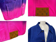 画像をギャラリービューアに読み込む, 極美品 LouisVuitton ルイヴィトン 2022SS クロップドグラディエントデニムジャケット ブルー ピンク サイズ54 中古 67422