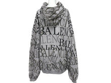 画像をギャラリービューアに読み込む, BALENCIAGA バレンシアガ 総柄アーチロゴ ジップ パーカー 2019 グレー コットン サイズXS 578129 美品 中古 67423