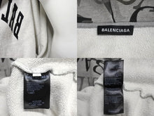 画像をギャラリービューアに読み込む, BALENCIAGA バレンシアガ 総柄アーチロゴ ジップ パーカー 2019 グレー コットン サイズXS 578129 美品 中古 67423