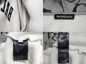 BALENCIAGA バレンシアガ 総柄アーチロゴ ジップ パーカー 2019 グレー コットン サイズXS 578129 美品 中古 67423