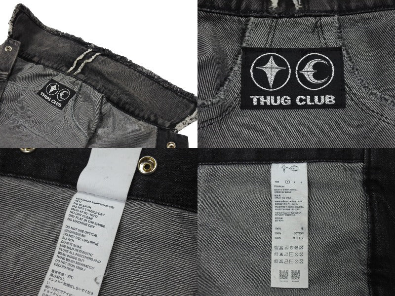 THUGCLUB サグクラブ Tribal Denim Jacket トライバルデニムジャケット コットン グレー シルバー金具 サイズ1 美品 中古  67425 – Casanova Vintage