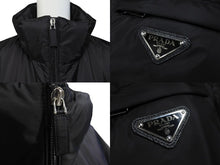 画像をギャラリービューアに読み込む, PRADA プラダ パファーダウンジャケット Re Nylon トライアングルロゴ SGN955 S 191 1WQ9 ブラック 44 フード欠品 美品 中古 67428