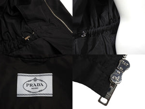 PRADA プラダ トライアングルプレート ロングコート ナイロン 2022 ブラック サイズ36 291788 R201 1060 美品 中古 67432