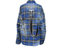 画像をギャラリービューアに読み込む, 極美品 THUGCLUB サグクラブ ARABSWORD フランネルシャツ 韓国製 ポリエステル レーヨン ポリウレタン ブルー シルバー サイズ1 中古 67438