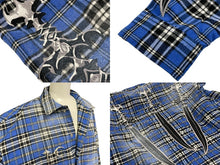画像をギャラリービューアに読み込む, 極美品 THUGCLUB サグクラブ ARABSWORD フランネルシャツ 韓国製 ポリエステル レーヨン ポリウレタン ブルー シルバー サイズ1 中古 67438