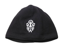 画像をギャラリービューアに読み込む, CHROME HEARTS クロムハーツ サーマルニット帽 ビーニー ダガーロゴ コットン ブラック ホワイト 美品 中古 67453