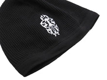 画像をギャラリービューアに読み込む, CHROME HEARTS クロムハーツ サーマルニット帽 ビーニー ダガーロゴ コットン ブラック ホワイト 美品 中古 67453