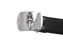 画像をギャラリービューアに読み込む, CHROME HEARTS クロムハーツ ダガーバックル 1.5 レザーベルト サイズ34 シルバ−925 レザー ブラック シルバー 美品 中古 67464