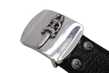 画像をギャラリービューアに読み込む, CHROME HEARTS クロムハーツ ダガーバックル 1.5 レザーベルト サイズ34 シルバ−925 レザー ブラック シルバー 美品 中古 67464