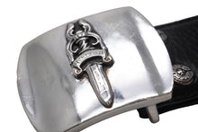 画像をギャラリービューアに読み込む, CHROME HEARTS クロムハーツ ダガーバックル 1.5 レザーベルト サイズ34 シルバ−925 レザー ブラック シルバー 美品 中古 67464