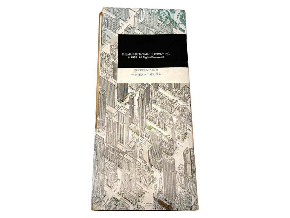 New York Map of Midtown Manhattan Bird's Eye View Map 1985 Interior Good Condition Used 67466