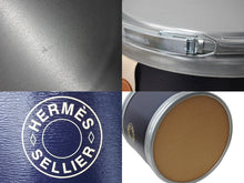 Load image into Gallery viewer, 極美品 HERMES エルメス サドルボックス スモール 馬具缶 馬具入れ メタル ブライドルレザー キャンバス ネイビー 中古 67478