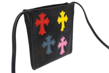 画像をギャラリービューアに読み込む, 新品同様品 CHROME HEARTS クロムハーツ レザー スクエアポシェット ショルダーバッグ クロスパッチ マルチカラー ブラック 中古 67487