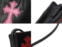 画像をギャラリービューアに読み込む, 新品同様品 CHROME HEARTS クロムハーツ レザー スクエアポシェット ショルダーバッグ クロスパッチ マルチカラー ブラック 中古 67487