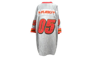 FUBU フブ ゲームシャツ フットボールシャツ ヴィンテージ サイズXL レッド シルバー メッシュ ポリエステル 美品 中古 67494