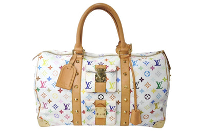 極美品 LOUIS VUITTON ルイヴィトン 村上隆 ボストンバッグ キーポル45 M92641 モノグラムマルチ ホワイト ゴールド金具 中古 67505