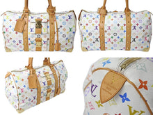 画像をギャラリービューアに読み込む, 極美品 LOUIS VUITTON ルイヴィトン 村上隆 ボストンバッグ キーポル45 M92641 モノグラムマルチ ホワイト ゴールド金具 中古 67505