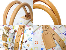 画像をギャラリービューアに読み込む, 極美品 LOUIS VUITTON ルイヴィトン 村上隆 ボストンバッグ キーポル45 M92641 モノグラムマルチ ホワイト ゴールド金具 中古 67505