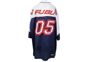 FUBU フブ ゲームシャツ フットボールシャツ 90S ヴィンテージ サイズ2XL ネイビー ホワイト メッシュ ポリエステル 美品 中古 67513