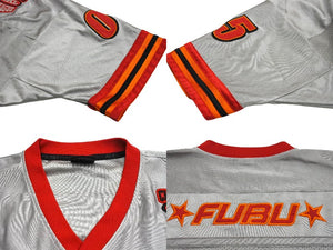 FUBU フブ ゲームシャツ フットボールシャツ ヴィンテージ サイズ2XL グレー レッド メッシュ ポリエステル 美品 中古 67515