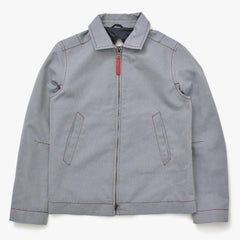 極美品 PRADA SPORT プラダスポーツ アーカイブワークジャケット 108307 コントラストステッチ グレー レッド ダブルジップ レディース 中古 4a006752