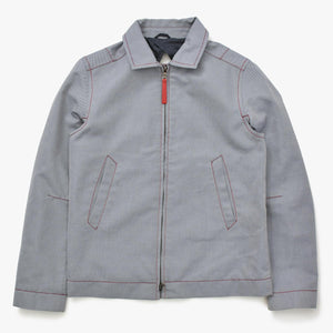 極美品 PRADA SPORT プラダスポーツ アーカイブワークジャケット 108307 コントラストステッチ グレー レッド ダブルジップ レディース 中古 4a006752
