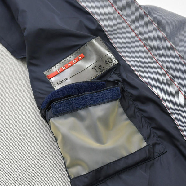 極美品 PRADA SPORT プラダスポーツ アーカイブワークジャケット 108307 コントラストステッチ グレー レッド ダブルジップ レディース 中古 4a006752