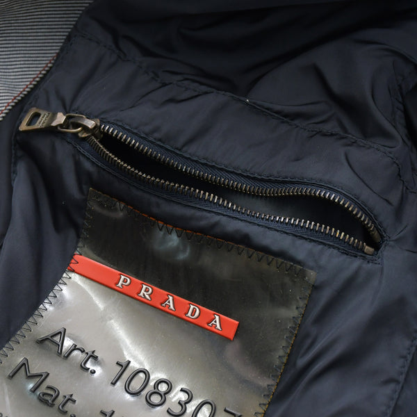 極美品 PRADA SPORT プラダスポーツ アーカイブワークジャケット 108307 コントラストステッチ グレー レッド ダブルジップ レディース 中古 4a006752