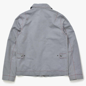 極美品 PRADA SPORT プラダスポーツ アーカイブワークジャケット 108307 コントラストステッチ グレー レッド ダブルジップ レディース 中古 4a006752