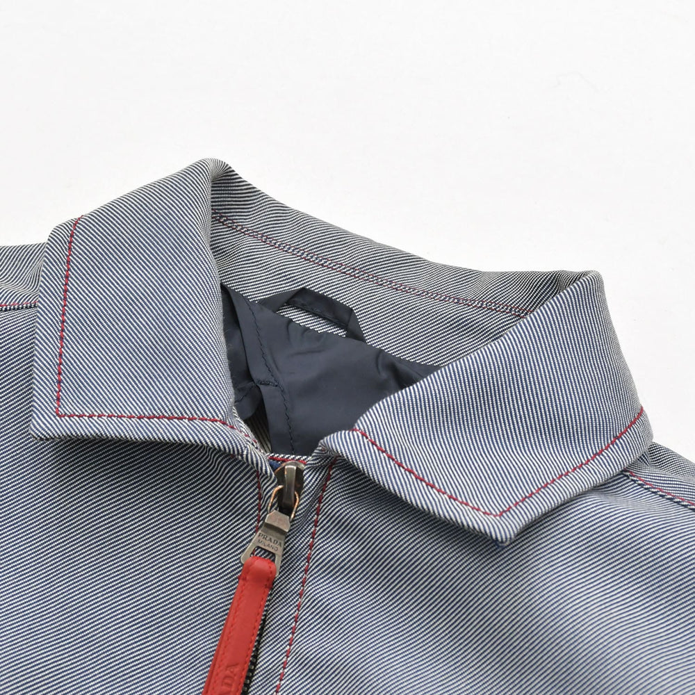 極美品 PRADA SPORT プラダスポーツ アーカイブワークジャケット 108307 コントラストステッチ グレー レッド ダブルジップ レディース 中古 4a006752