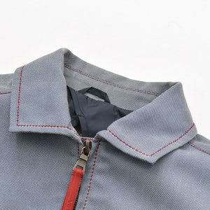 極美品 PRADA SPORT プラダスポーツ アーカイブワークジャケット 108307 コントラストステッチ グレー レッド ダブルジップ レディース 中古 4a006752