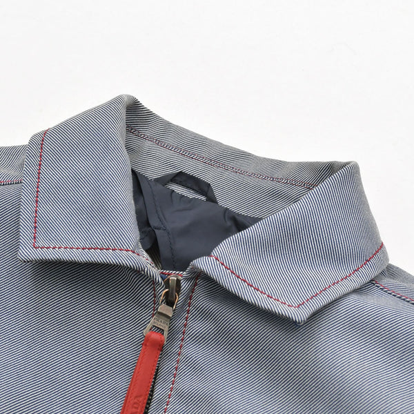 極美品 PRADA SPORT プラダスポーツ アーカイブワークジャケット 108307 コントラストステッチ グレー レッド ダブルジップ レディース 中古 4a006752