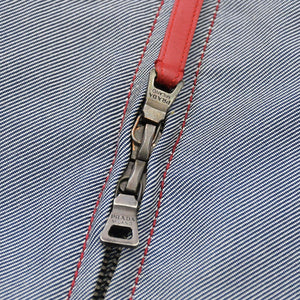 極美品 PRADA SPORT プラダスポーツ アーカイブワークジャケット 108307 コントラストステッチ グレー レッド ダブルジップ レディース 中古 4a006752