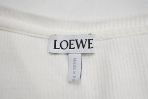 LOEWE ロエベ タンクトップ ノースリーブ 刺繍ロゴ入り S359Y23X85 サイズXS コットン ポリウレタン ホワイト ブラック 美品 中古 67521