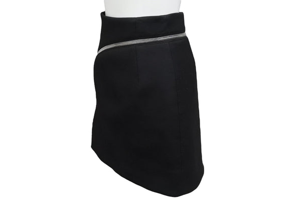 AlexanderWang アレキサンダーワン スカート ジップファスナー CA 00985 ブラック シルバー金具 サイズ0 美品 中古 67522