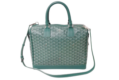 極美品 GOYARD ゴヤール2WAYハンドバッグ ショルダーバッグ ATN020134 PVC レザー グリーン シルバー金具 中古 67526