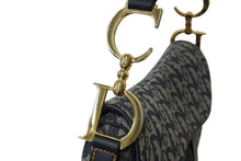 画像をギャラリービューアに読み込む, ChristianDior クリスチャンディオール トロッター ダブルサドルバッグ キャンバス レザー ネイビー ゴールド 美品 中古 67529