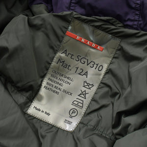 PRADA SPORT プラダスポーツ リネアロッサ ヴィンテージ中綿ダウンコート SGV310 50サイズ パープル オリーブ アウター 美品 中古 4a006753