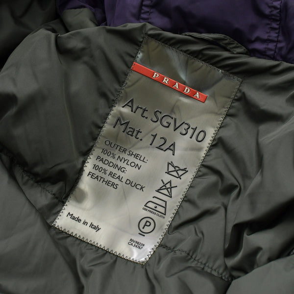 PRADA SPORT プラダスポーツ リネアロッサ ヴィンテージ中綿ダウンコート SGV310 50サイズ パープル オリーブ アウター 美品 中古 4a006753