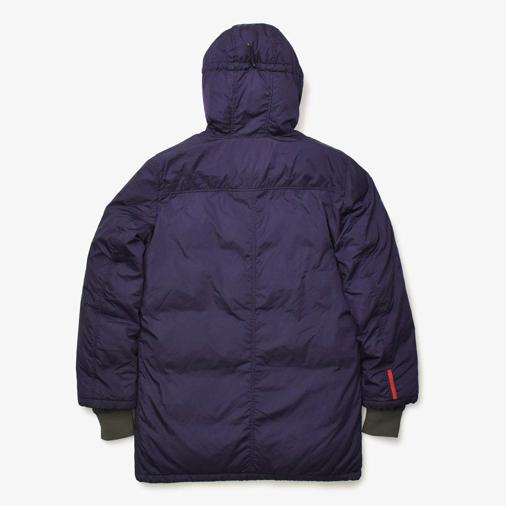 PRADA SPORT プラダスポーツ リネアロッサ ヴィンテージ中綿ダウンコート SGV310 50サイズ パープル オリーブ アウター 美品 中古 4a006753