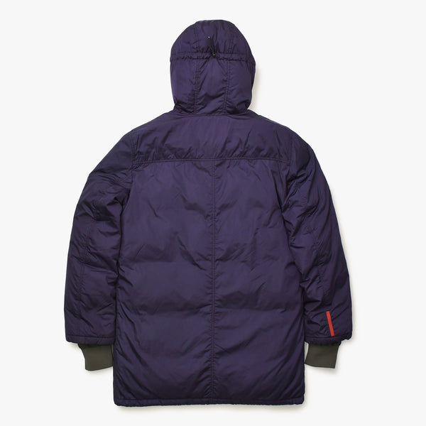 PRADA SPORT プラダスポーツ リネアロッサ ヴィンテージ中綿ダウンコート SGV310 50サイズ パープル オリーブ アウター 美品 中古 4a006753