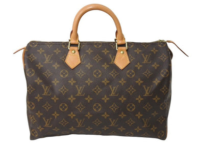 LOUIS VUITTON ルイヴィトン スピーディ35 ハンドバッグ M41524 モノグラムキャンバス ゴールド金具 ブラウン 美品 中古 67534