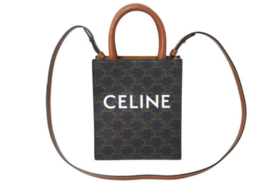 極美品 CELINE セリーヌ ショルダーバッグ ミニ バーティカル トリオンフ キャンバス ブラウン 194372BZK.04LU 中古 67537