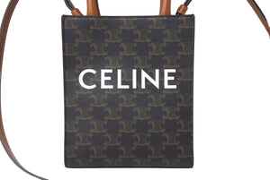 極美品 CELINE セリーヌ ショルダーバッグ ミニ バーティカル トリオンフ キャンバス ブラウン 194372BZK.04LU 中古 67537