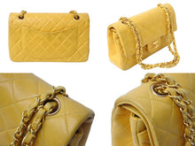 画像をギャラリービューアに読み込む, CHANEL シャネル マトラッセ23 Wフラップ Wチェーンショルダーバッグ 3番台 ラムスキン イエロー ゴールド金具 美品 中古 67540