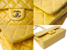 画像をギャラリービューアに読み込む, CHANEL シャネル マトラッセ23 Wフラップ Wチェーンショルダーバッグ 3番台 ラムスキン イエロー ゴールド金具 美品 中古 67540