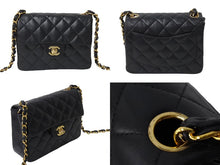 画像をギャラリービューアに読み込む, CHANEL シャネル チェーンショルダーバッグ 8番台 ミニマトラッセ ラムスキン ゴールド金具 ブラック 美品 中古 67541