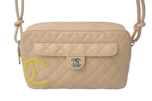 CHANEL シャネル ショルダーバッグ カンボンライン ココマーク 10番台 ベージュ レザー シルバー金具 美品 中古 67545