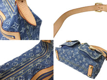 画像をギャラリービューアに読み込む, 新品同様 LouisVuitton ルイヴィトン バギーPM ショルダーバッグ M95049 FL0047 モノグラムデニム ヌメ革 ブルー ゴールド 中古 67546